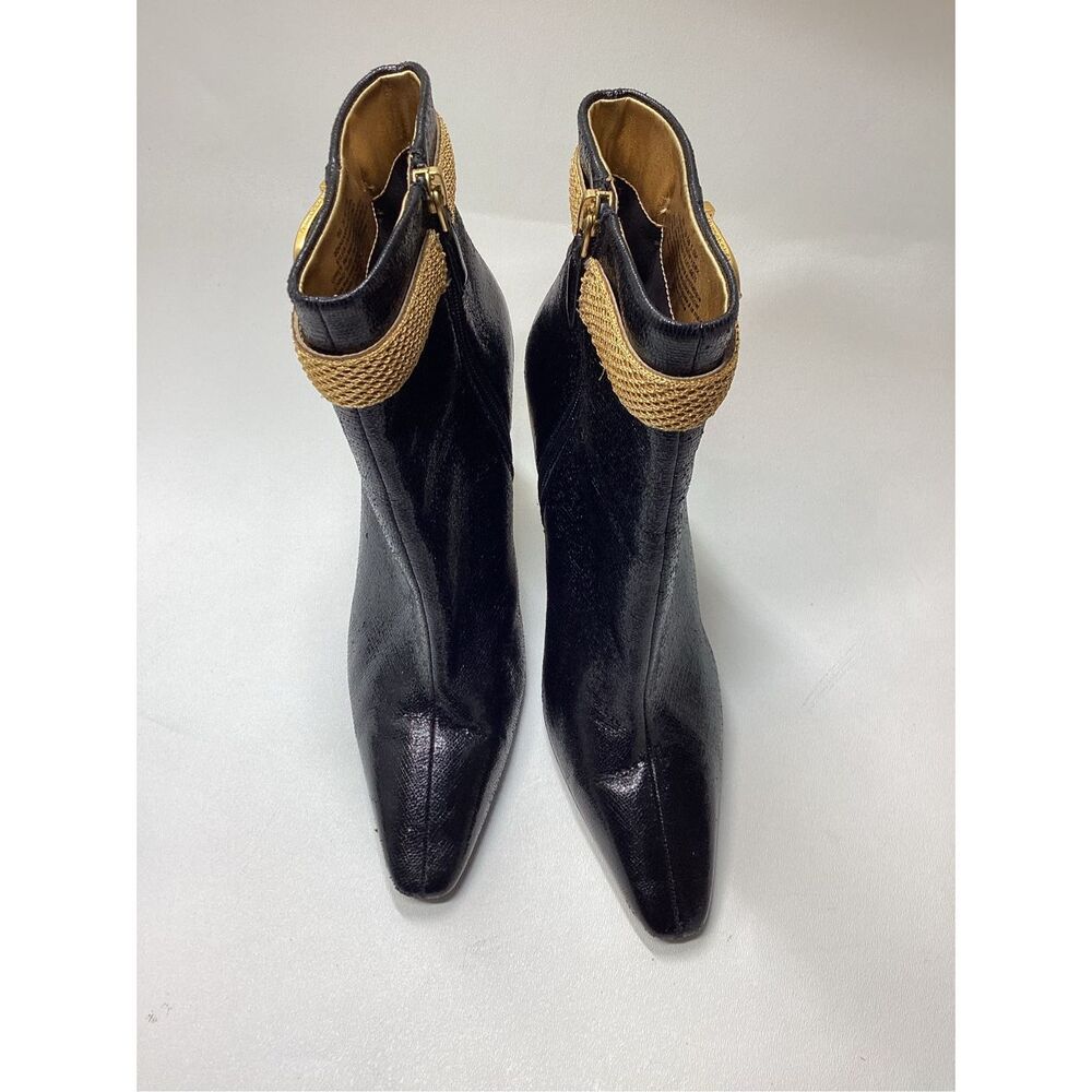 Donna‎ karan Sylvia Black & Gold stiletto  Bootie - Picture 3 of 17